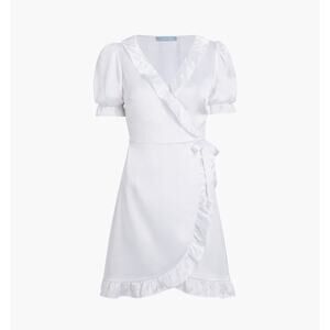 HILL HOUSE new white satin ruffle bridal delicate feminine Nima robe wrap dress